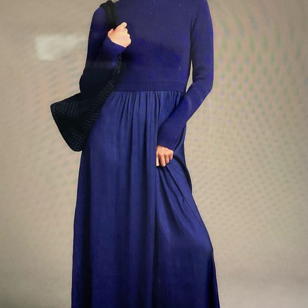 NEW Anthropologie The Thea Twofer Sweater Maxi Dress Blue size S